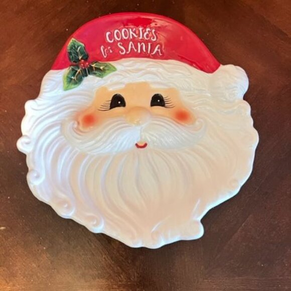 Boston International Santa Claus Ceramic Cookie Plate 10" Holiday Decor - Picture 1 of 6